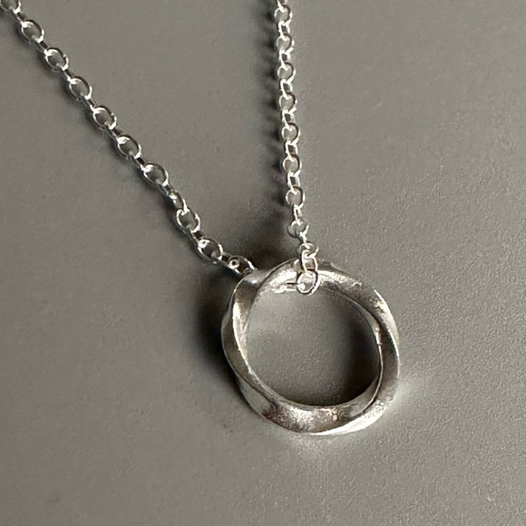 Sterling Silver Twisted Circle Necklace - Picture 9 of 9